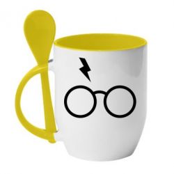 Чашка с ложкой Гарри Поттер лого - PrintSalon