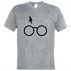 Мужская футболка  с V-образным вырезом Гарри Поттер лого - PrintSalon