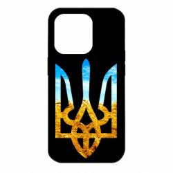 Чохол для iPhone 14 Pro Герб на фоні прапора - PrintSalon