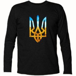 Футболка з довгим рукавом Герб на фоні прапора - PrintSalon