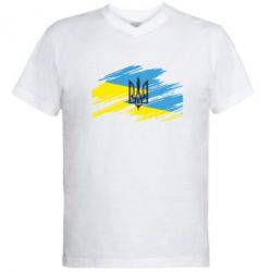 Чоловіча футболка з V-подібним вирізом Герб на прапорі надає рваній - PrintSalon