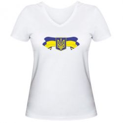 Женская футболка с V-образным вырезом Герб на стрічці - PrintSalon