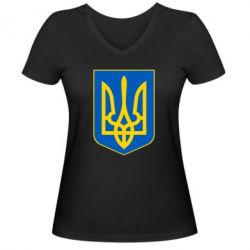 Женская футболка с V-образным вырезом Герб неньки-України - PrintSalon