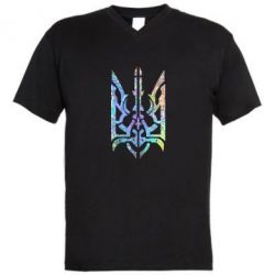 Чоловіча футболка з V-подібним вирізом Герб з металевих частин Голограма