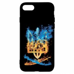Чохол для iPhone SE 2022 Герб Украины в желто - голубом огнем - PrintSalon