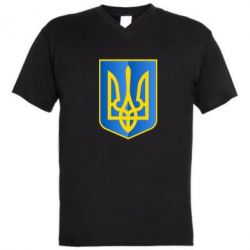 Чоловіча футболка з V-подібним вирізом Герб України 3D - PrintSalon