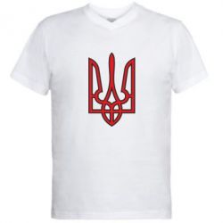 Чоловіча футболка з V-подібним вирізом Герб України (двокольоровий)