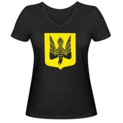 Женская футболка с V-образным вырезом Герб України сокіл - PrintSalon