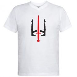 Чоловіча футболка з V-подібним вирізом Герб України з автоматами та мечем