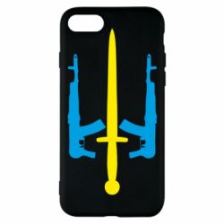 Чохол для iPhone 8 Герб України з автоматами та мечем