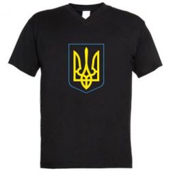 Мужская футболка  с V-образным вырезом Герб України з рамкою - PrintSalon