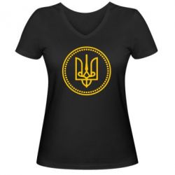 Женская футболка с V-образным вырезом Герб України - PrintSalon