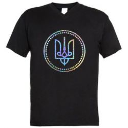 Мужская футболка  с V-образным вырезом Герб Украины  Голограмма - PrintSalon