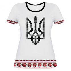 Женская футболка 3D Герб Украины Вишиванка