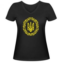 Женская футболка с V-образным вырезом Герб Украины - PrintSalon
