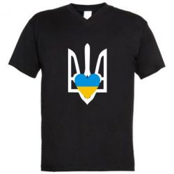 Мужская футболка  с V-образным вырезом Герб з серцем - PrintSalon