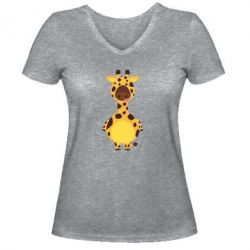 Женская футболка с V-образным вырезом Giraffe - PrintSalon