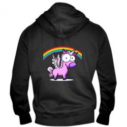 Мужское худи на молнии Глазастый единорог - PrintSalon