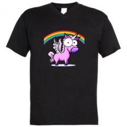 Мужская футболка  с V-образным вырезом Глазастый единорог - PrintSalon