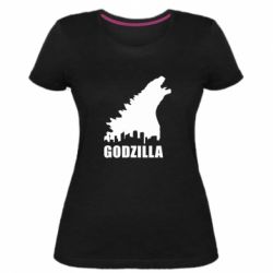 Женская премиум футболка Godzilla and city - PrintSalon