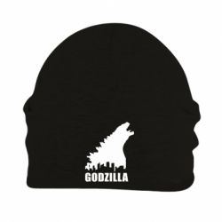 Шапка флісова Godzilla and city-PrintSalon Шапка флісова Godzilla and city