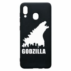Чехол для Samsung A20 Godzilla and city - PrintSalon