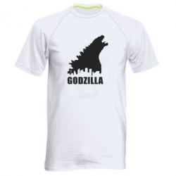 Мужская футболка для спорта Godzilla and city - PrintSalon