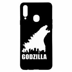 Чехол для Samsung A20s Godzilla and city - PrintSalon