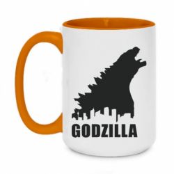 Чашка двухцветная 420ml Godzilla and city - PrintSalon