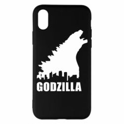 Чехол для iPhone X/Xs Godzilla and city - PrintSalon