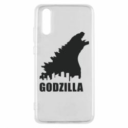 Чехол для Huawei P20 Godzilla and city - PrintSalon