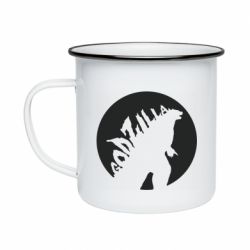 Кружка эмалированная Godzilla and moon - PrintSalon