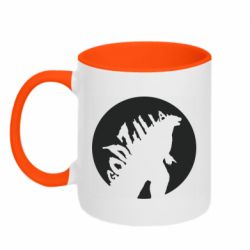 Чашка двухцветная 320ml Godzilla and moon - PrintSalon