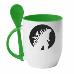Чашка с ложкой Godzilla and moon