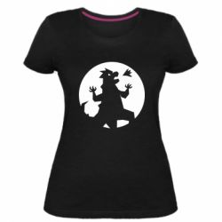 Женская премиум футболка Godzilla and moon - PrintSalon