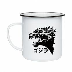 Кружка эмалированная Godzilla in japanese - PrintSalon
