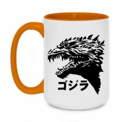 Чашка двухцветная 420ml Godzilla in japanese - PrintSalon