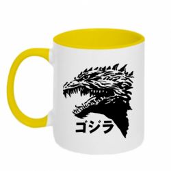 Чашка двухцветная 320ml Godzilla in japanese - PrintSalon