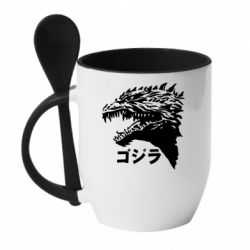 Чашка с ложкой Godzilla in japanese - PrintSalon