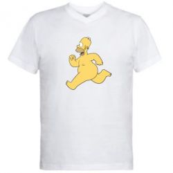 Мужская футболка  с V-образным вырезом Голый Гомер Симпсон - PrintSalon