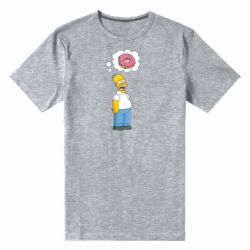 Мужская футболка премиум Гомер думает о пончике - PrintSalon