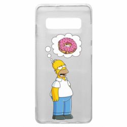 Чехол для Samsung S10+ Гомер думает о пончике - PrintSalon
