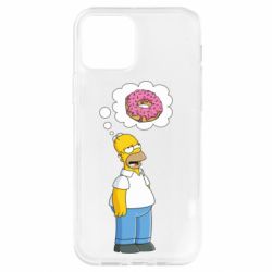 Чехол для iPhone 12 Гомер думает о пончике - PrintSalon