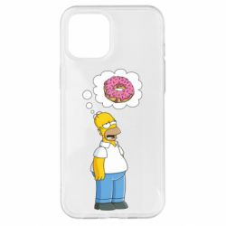 Чехол для iPhone 12 Pro Max Гомер думает о пончике - PrintSalon