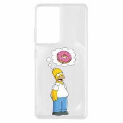 Чехол для Samsung S21 Ultra Гомер думает о пончике - PrintSalon