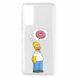 Чехол для Huawei P Smart 2021 Гомер думает о пончике - PrintSalon