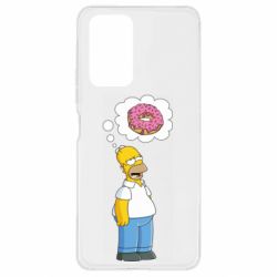 Чехол для Xiaomi Redmi Note 10 Pro Гомер думает о пончике - PrintSalon