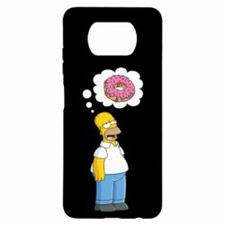 Чехол для Xiaomi Poco X3 Гомер думает о пончике - PrintSalon