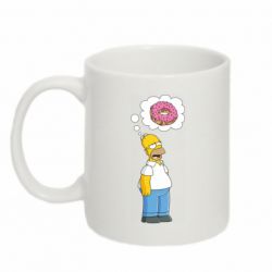 Чашка 320ml Гомер думает о пончике-PrintSalon Чашка 320ml Гомер думает о пончике