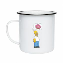 Кружка эмалированная Гомер думает о пончике - PrintSalon